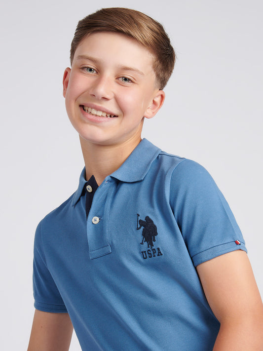 Boys Player 3 Polo Shirt in Blue Horizon