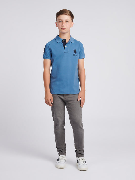 Boys Player 3 Polo Shirt in Blue Horizon