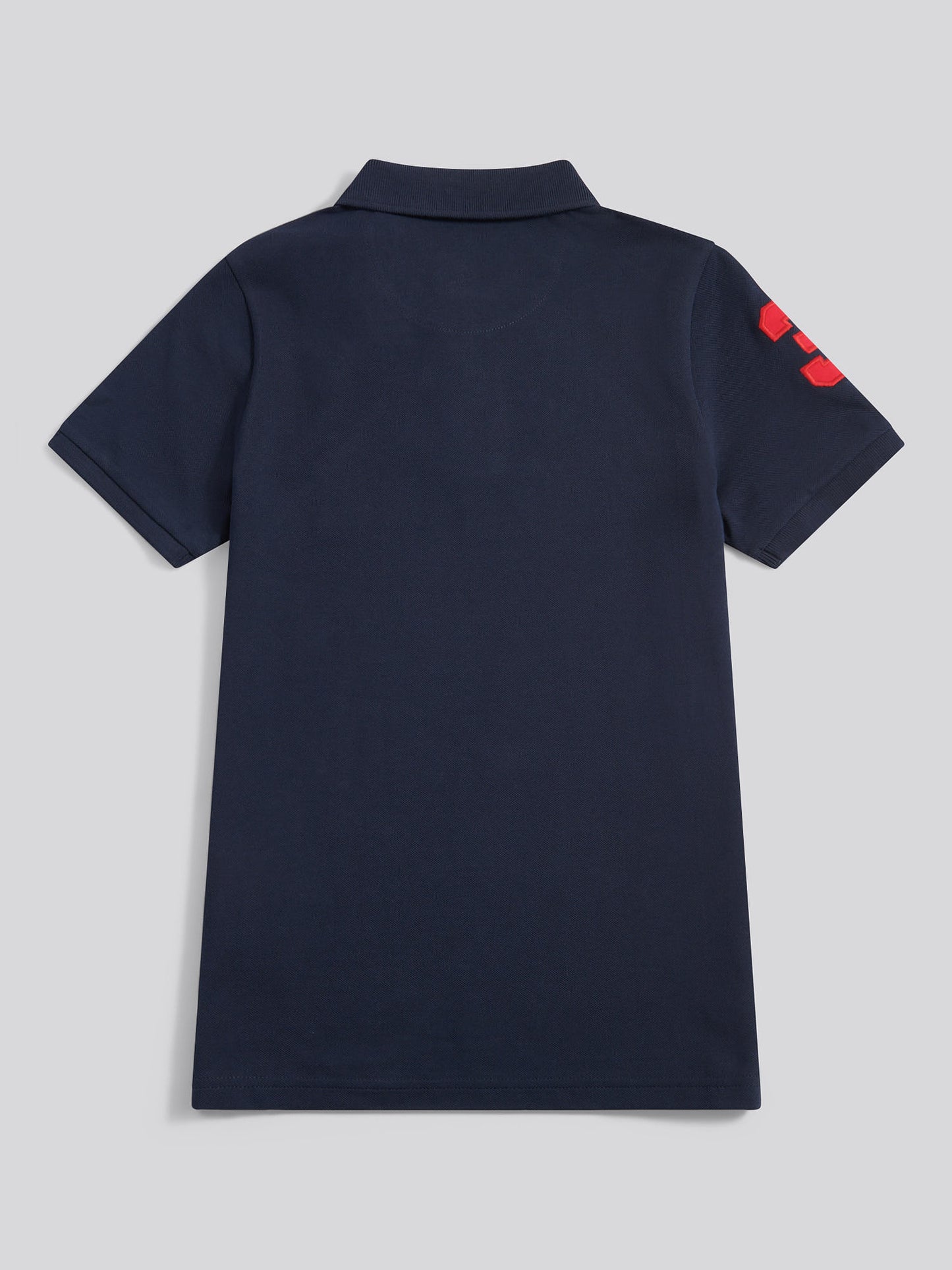 Boys Player 3 Polo Shirt in Dark Sapphire Navy / Haute Red DHM