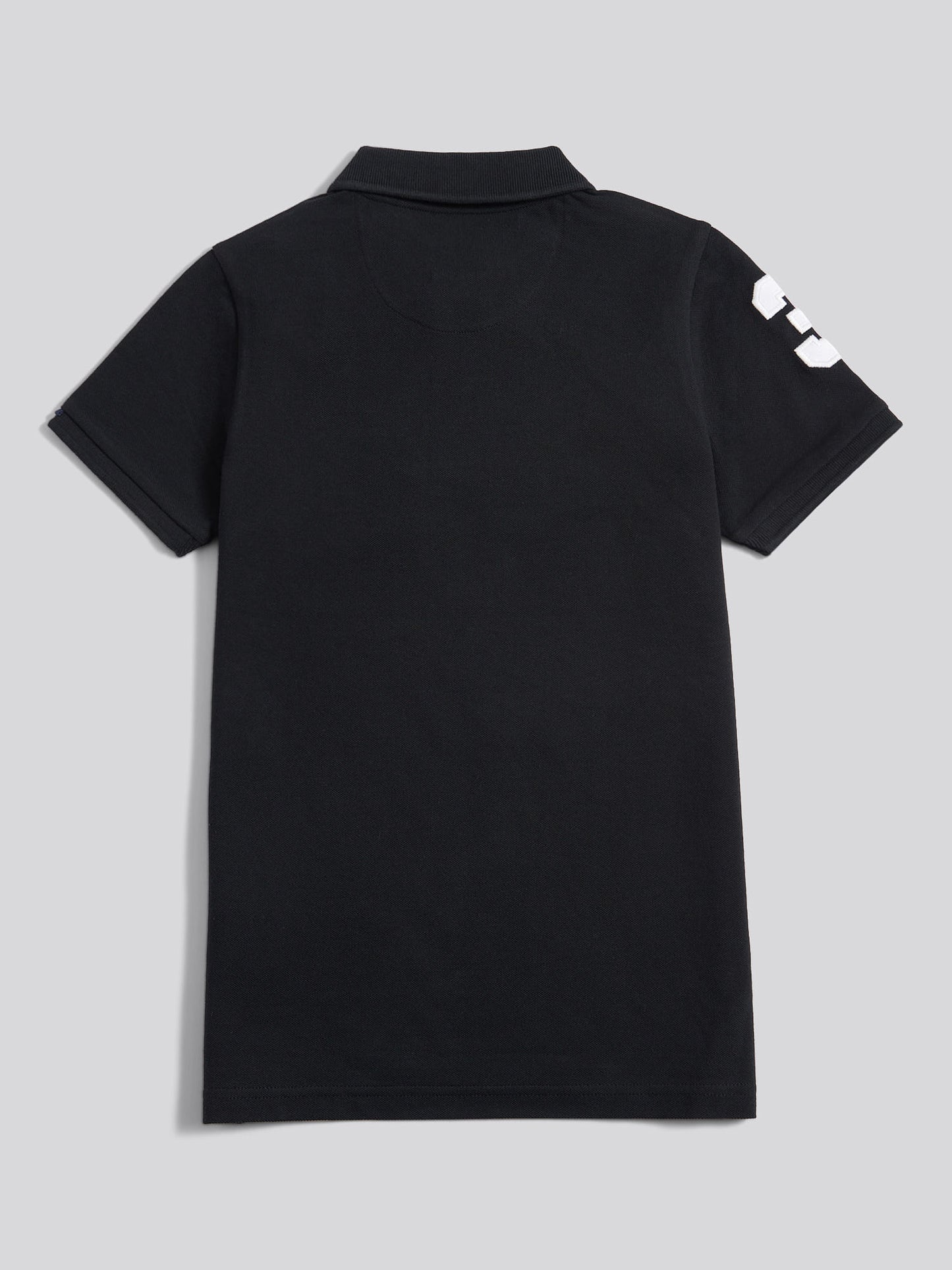 Boys Player 3 Polo Shirt in Black Bright White DHM