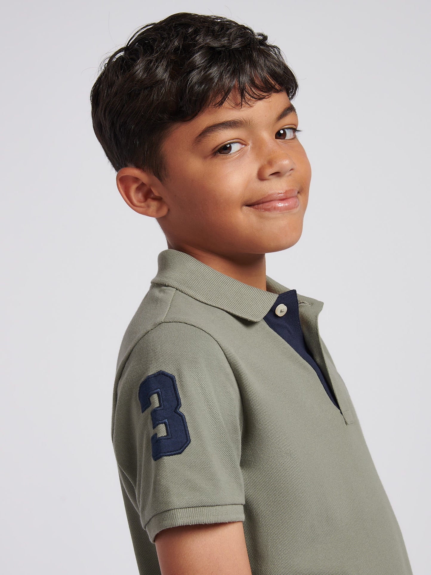 Boys Player 3 Polo Shirt in Mulled Basil