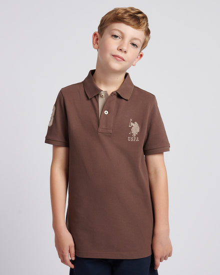Boys Player 3 Polo Shirt in Chocolate Martini