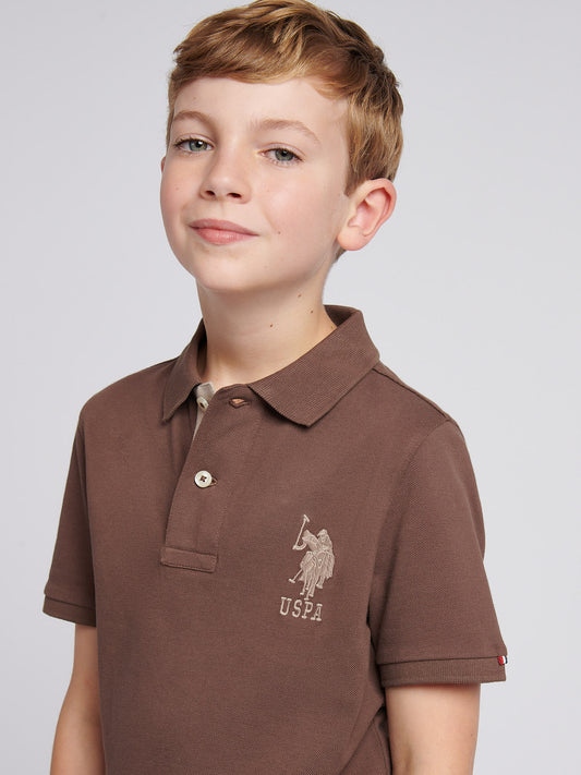 Boys Player 3 Polo Shirt in Chocolate Martini
