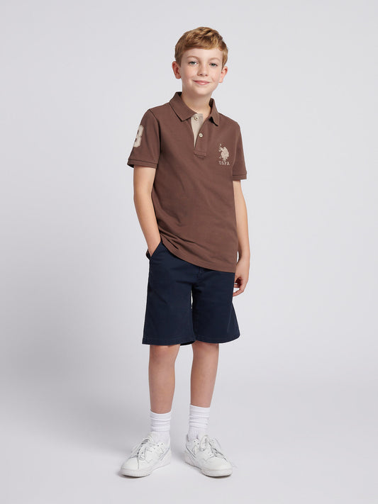 Boys Player 3 Polo Shirt in Chocolate Martini
