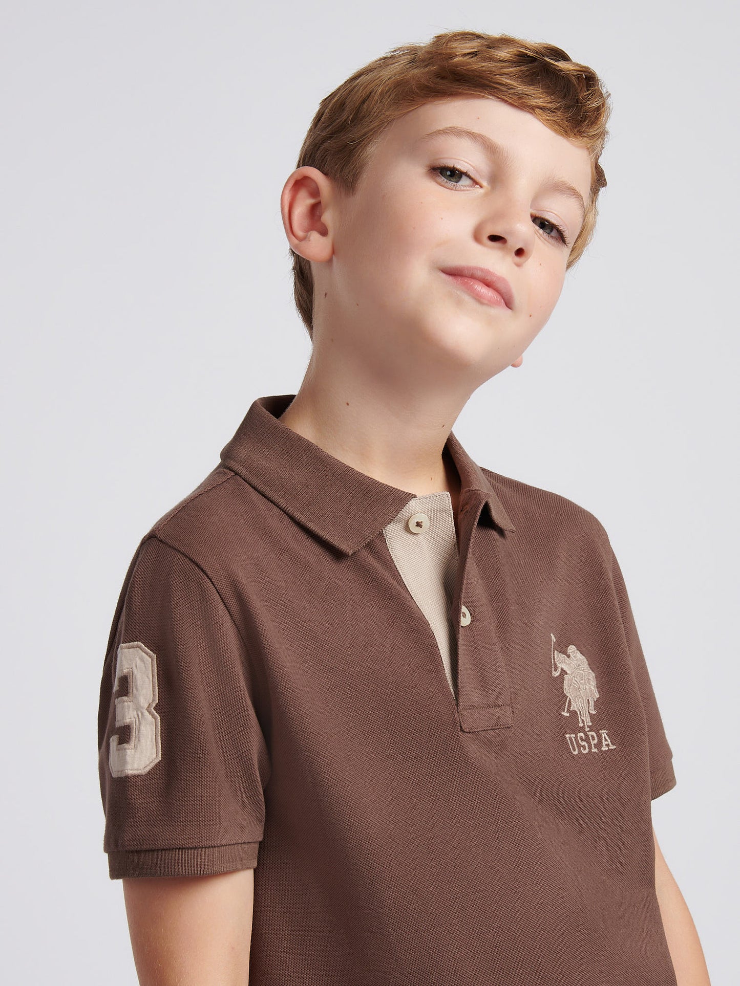 Boys Player 3 Polo Shirt in Chocolate Martini