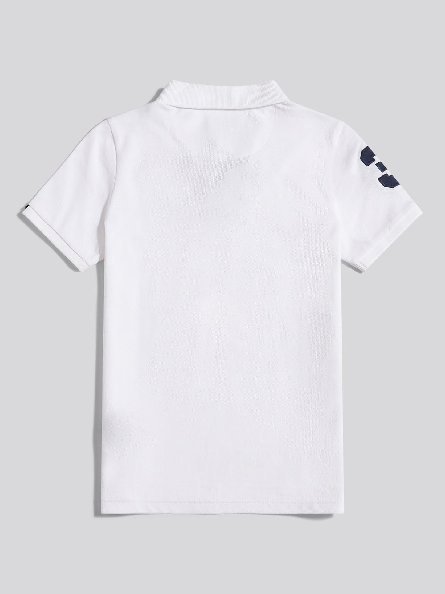 Boys Player 3 Polo Shirt in White / Dark Sapphire Navy DHM