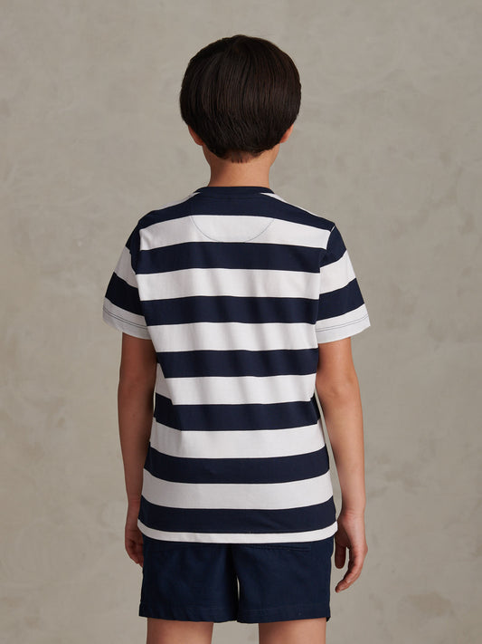 Boys Classic Stripe T-Shirt Dark Sapphire Navy