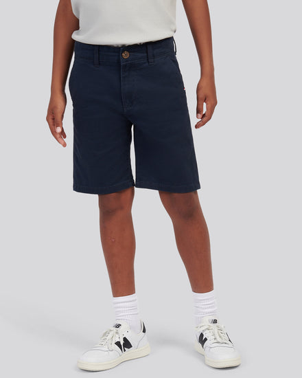 Boys Classic Chino Short in Dark Sapphire Navy / Haute Red DHM