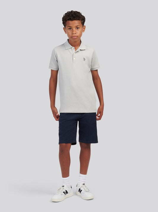 Boys Classic Chino Short in Dark Sapphire Navy / Haute Red DHM