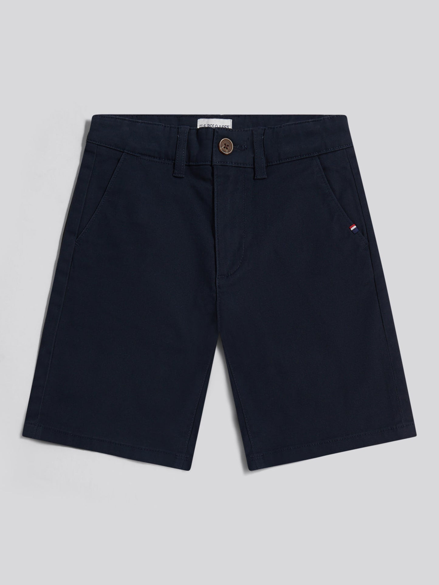 Boys Classic Chino Short in Dark Sapphire Navy / Haute Red DHM