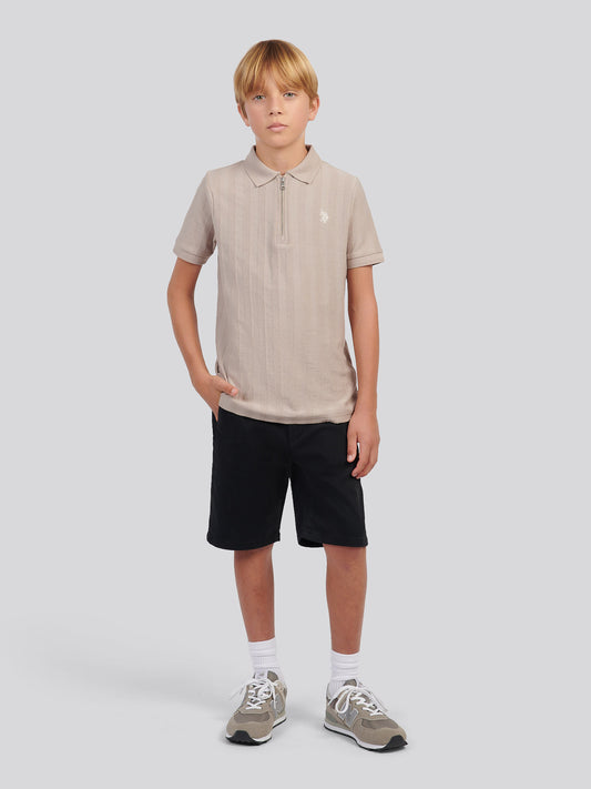 Boys Classic Chino Short in Black Bright White DHM