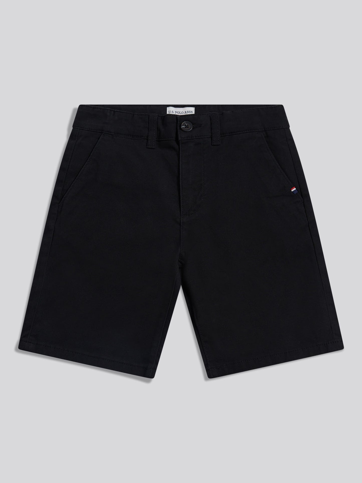 Boys Classic Chino Short in Black Bright White DHM