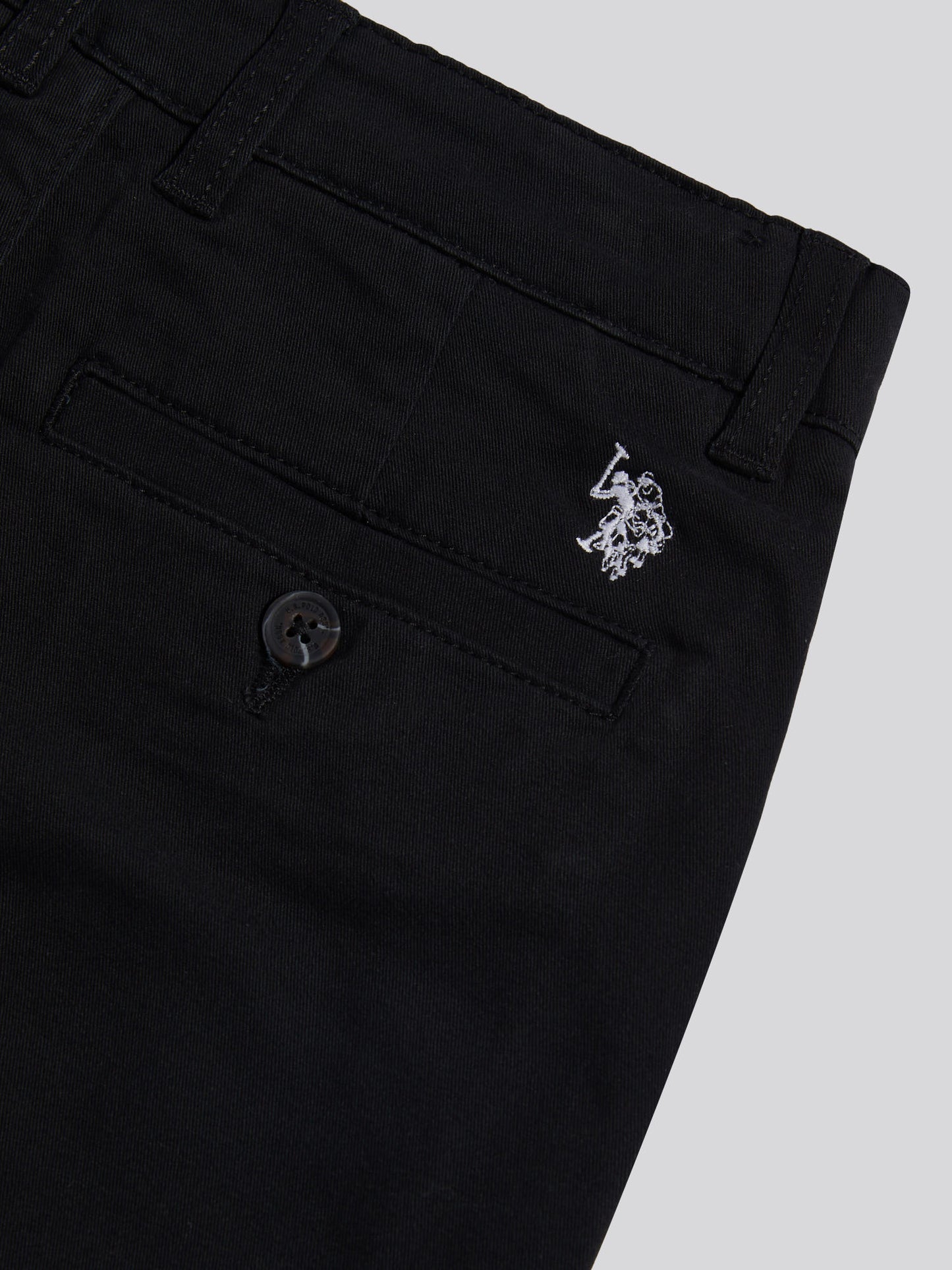 Boys Classic Chino Short in Black Bright White DHM