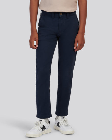 Boys Classic Chino in Dark Sapphire Navy / Haute Red DHM