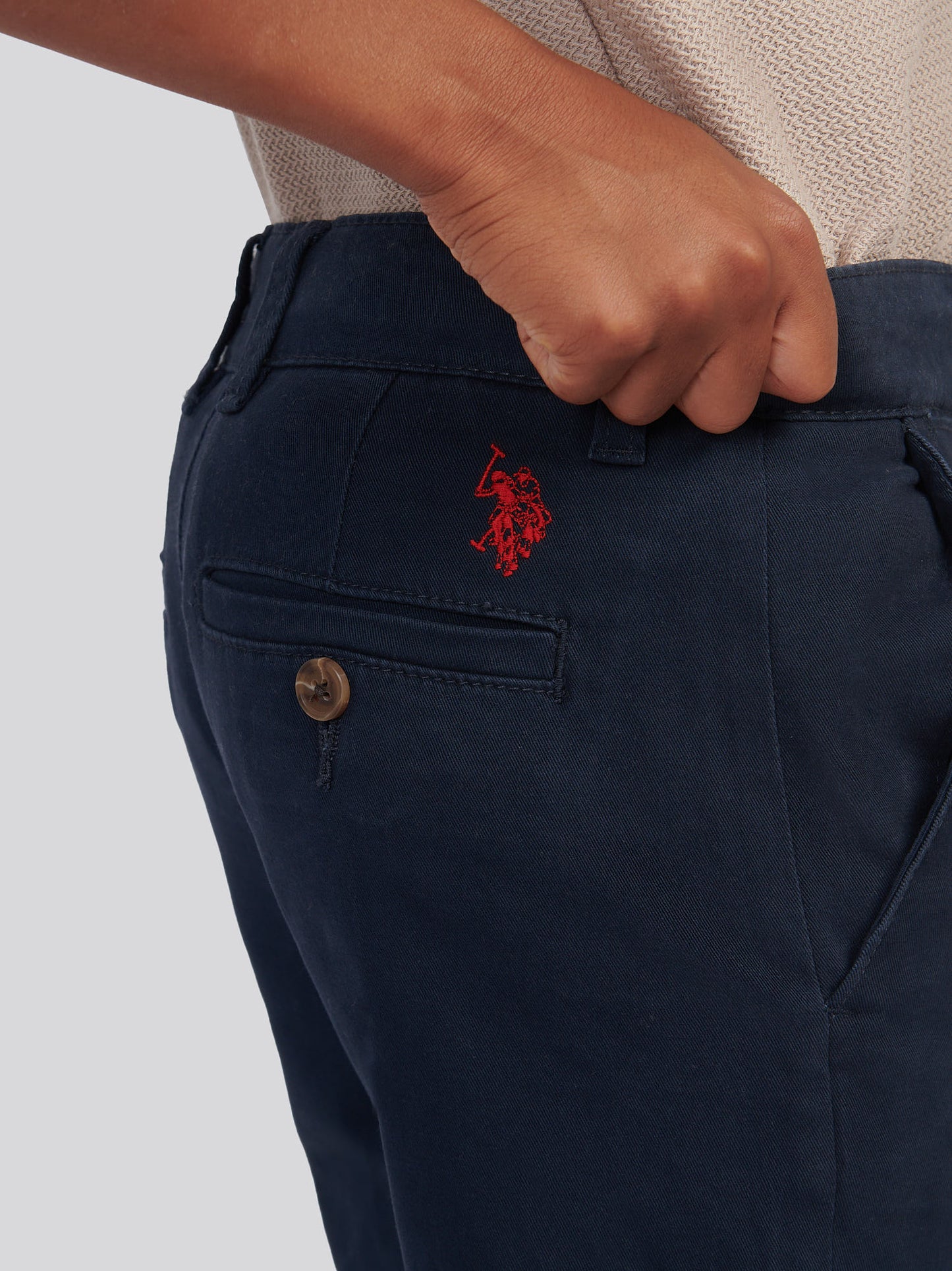 Boys Classic Chino in Dark Sapphire Navy / Haute Red DHM