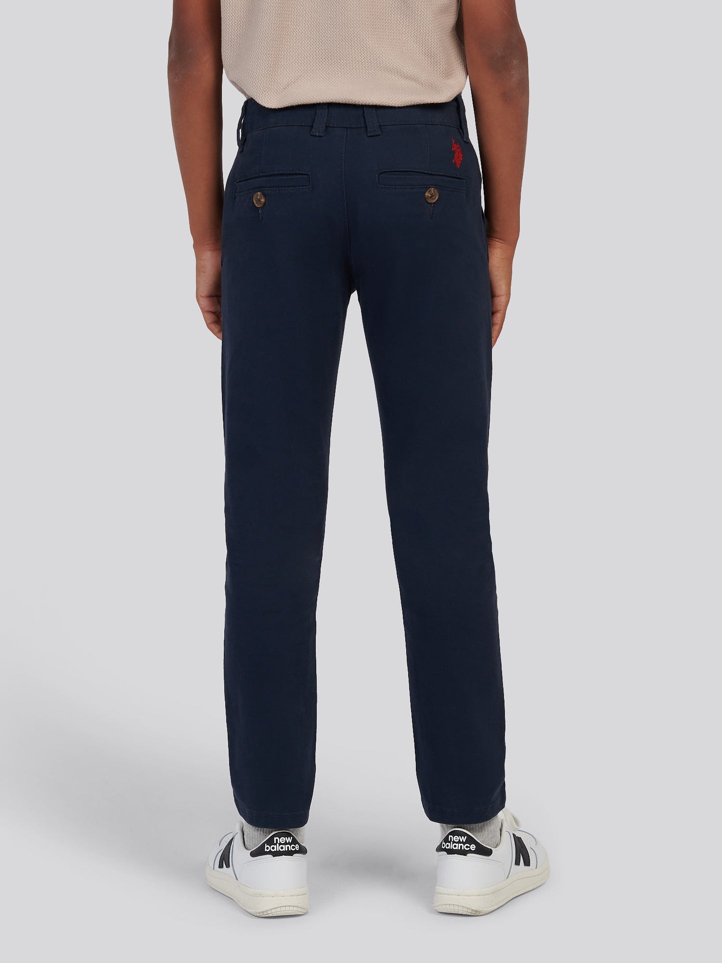 Boys Classic Chino in Dark Sapphire Navy / Haute Red DHM