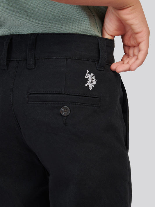 Boys Classic Chino in Black Bright White DHM