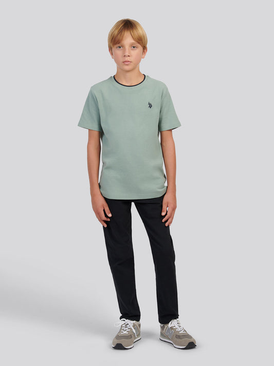 Boys Classic Chino in Black Bright White DHM
