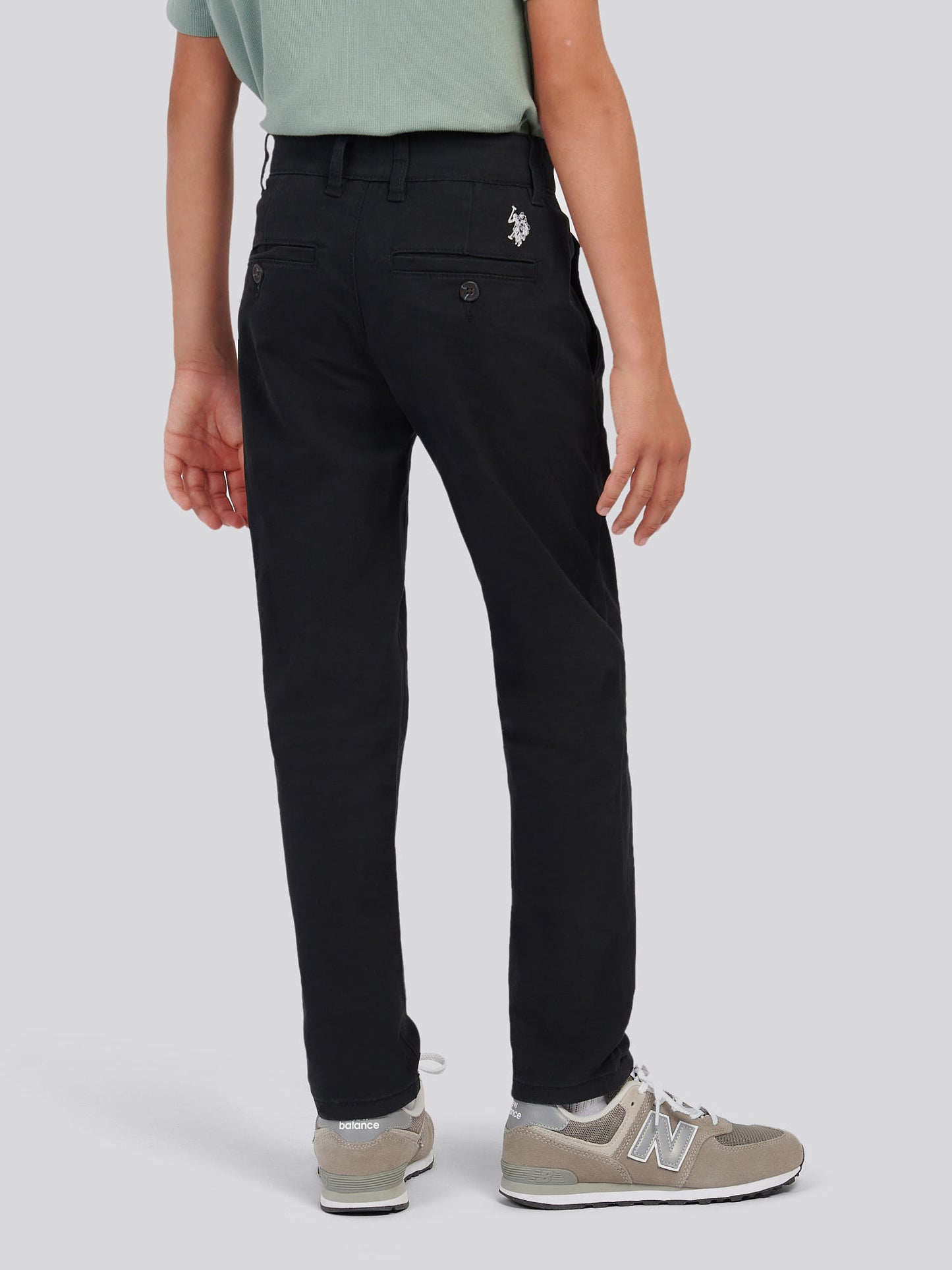 Boys Classic Chino in Black Bright White DHM