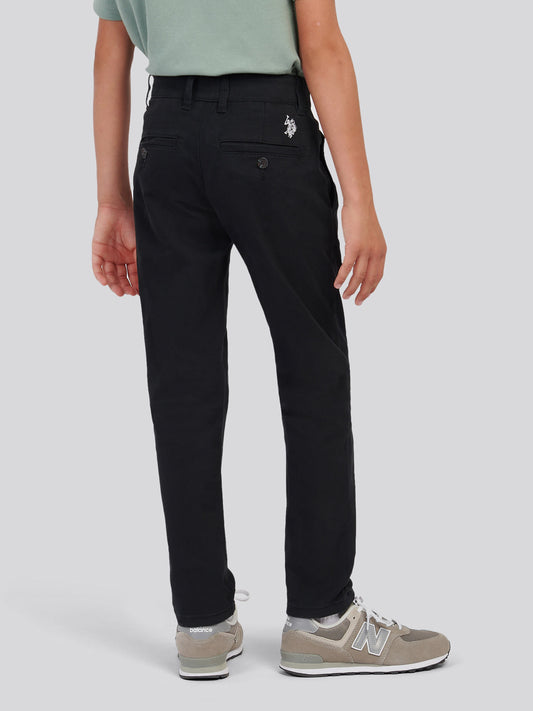Boys Classic Chino in Black Bright White DHM