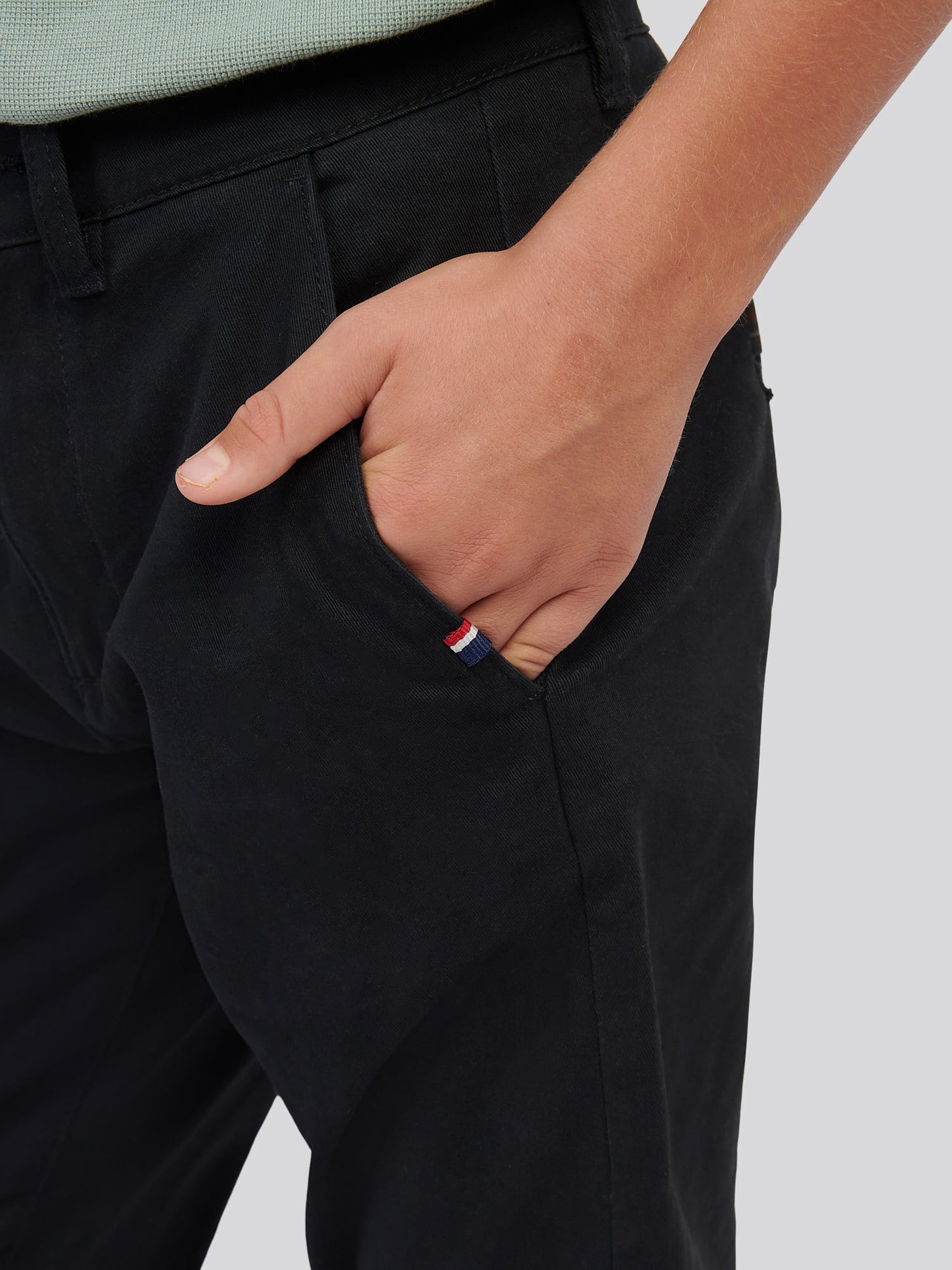 Boys Classic Chino in Black Bright White DHM