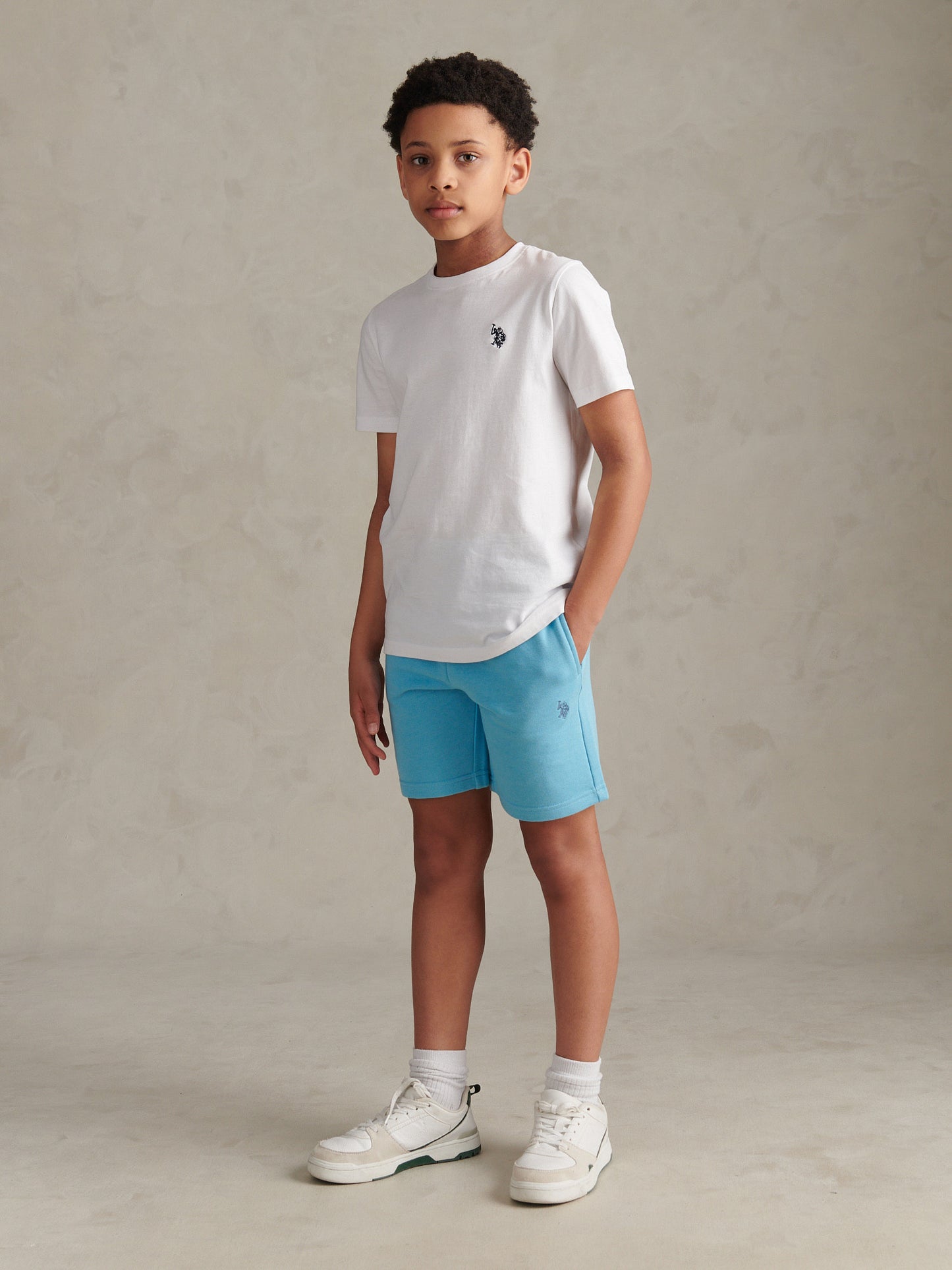 Boys Double Horsemen Sweat Shorts Air Blue