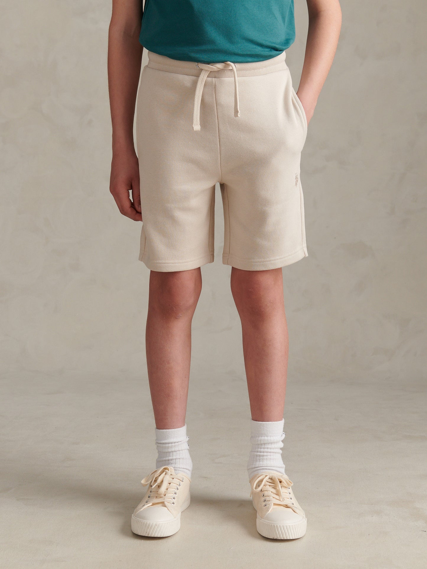 Boys Double Horsemen Sweat Shorts Beige