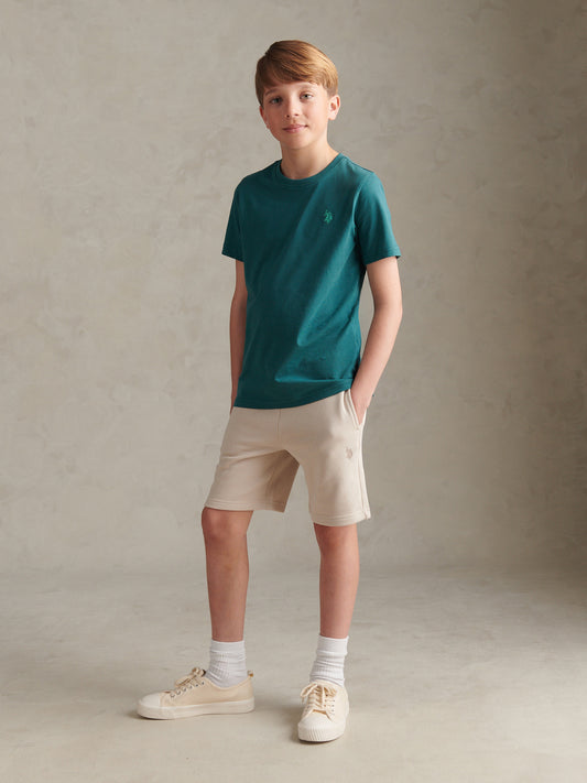Boys Double Horsemen Sweat Shorts Beige