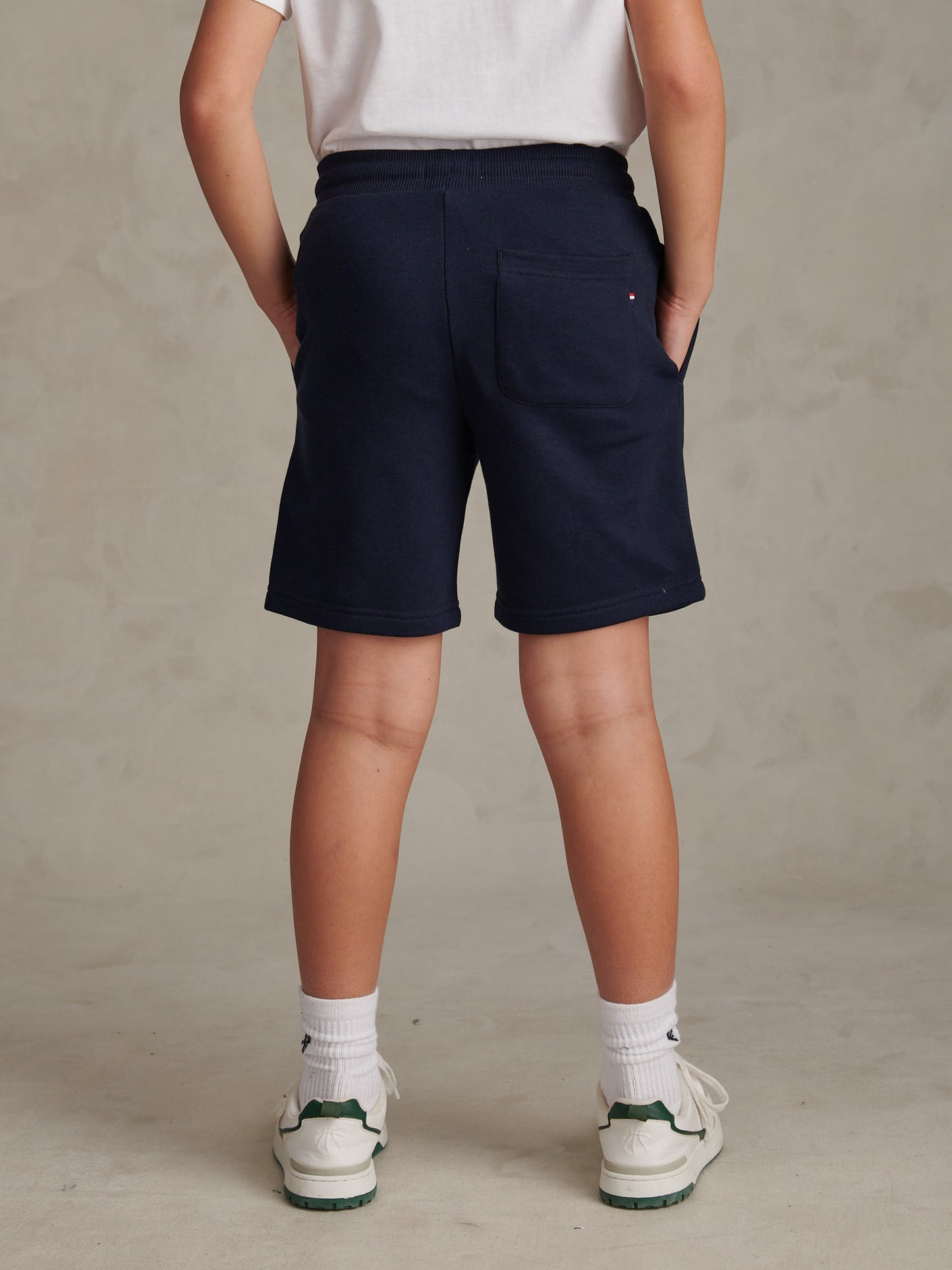 Boys Double Horsemen Sweat Shorts Dark Sapphire Navy / Haute Red DHM