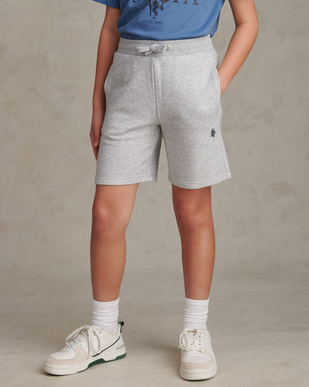Boys Double Horsemen Sweat Shorts Mid Grey Marl