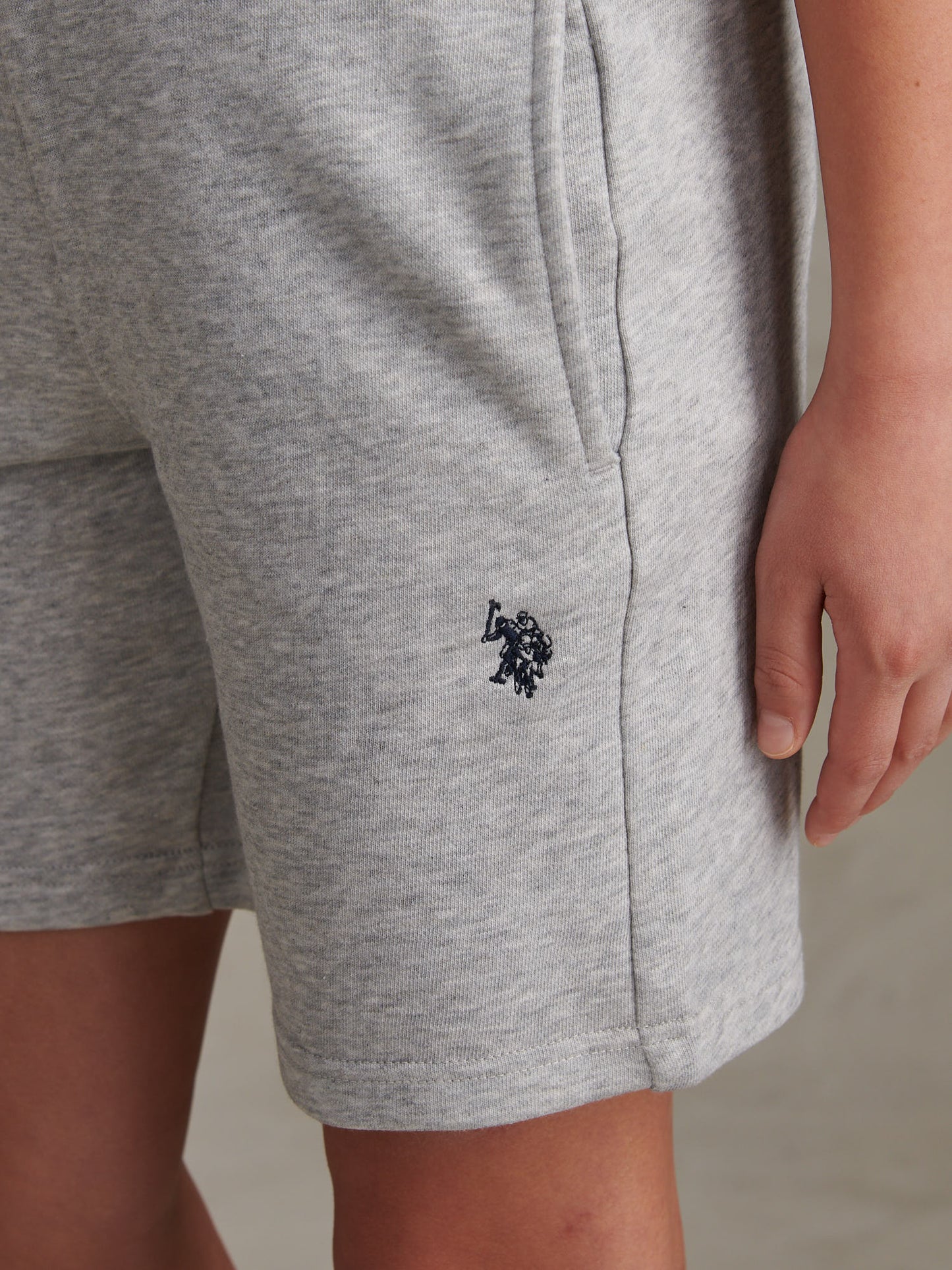 Boys Double Horsemen Sweat Shorts Mid Grey Marl