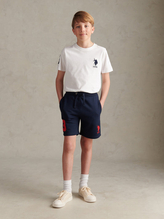 Boys Player 3 Sweat Shorts Dark Sapphire Navy / Haute Red DHM