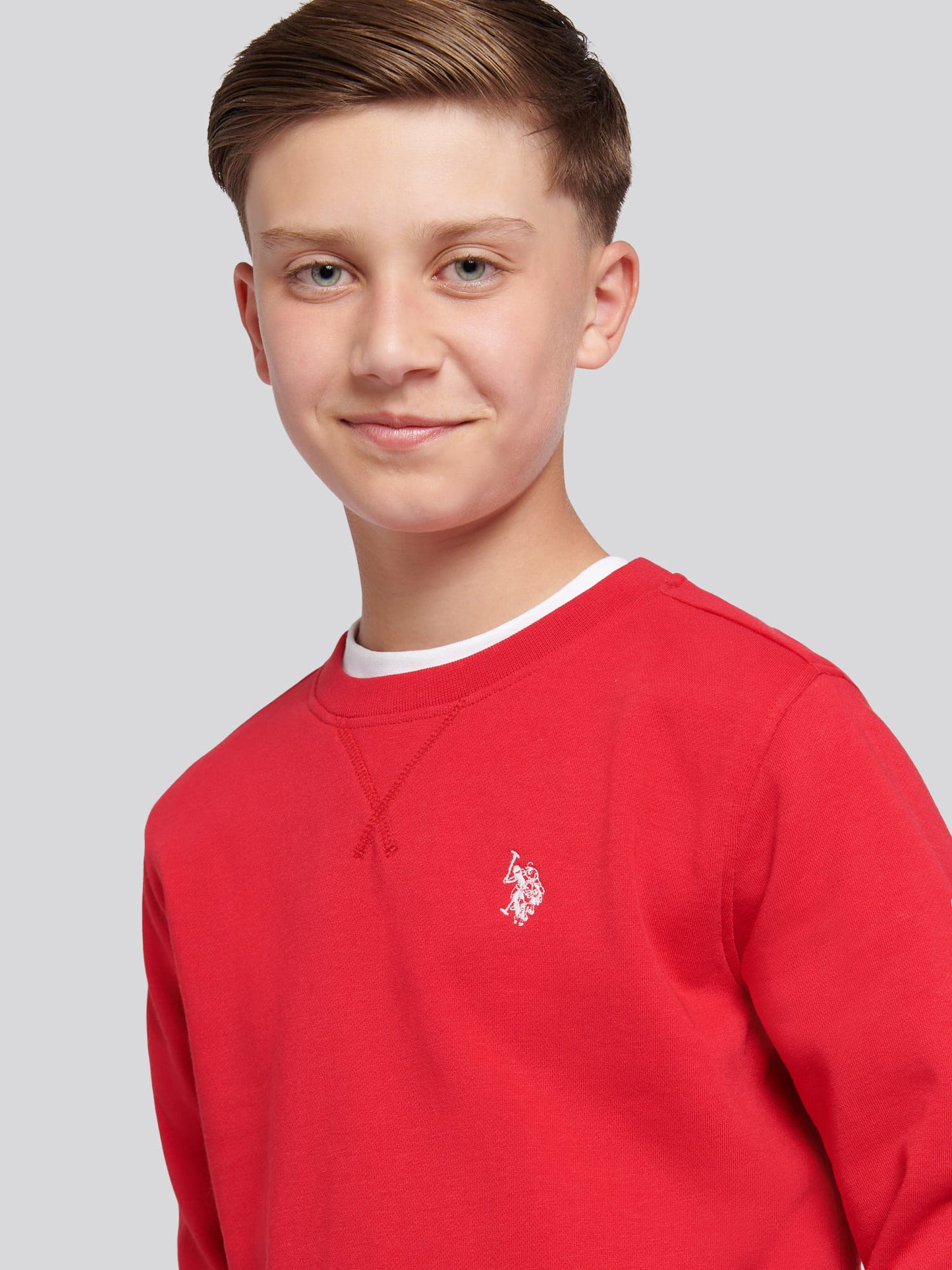 Boys Double Horsemen Crew in Haute Red