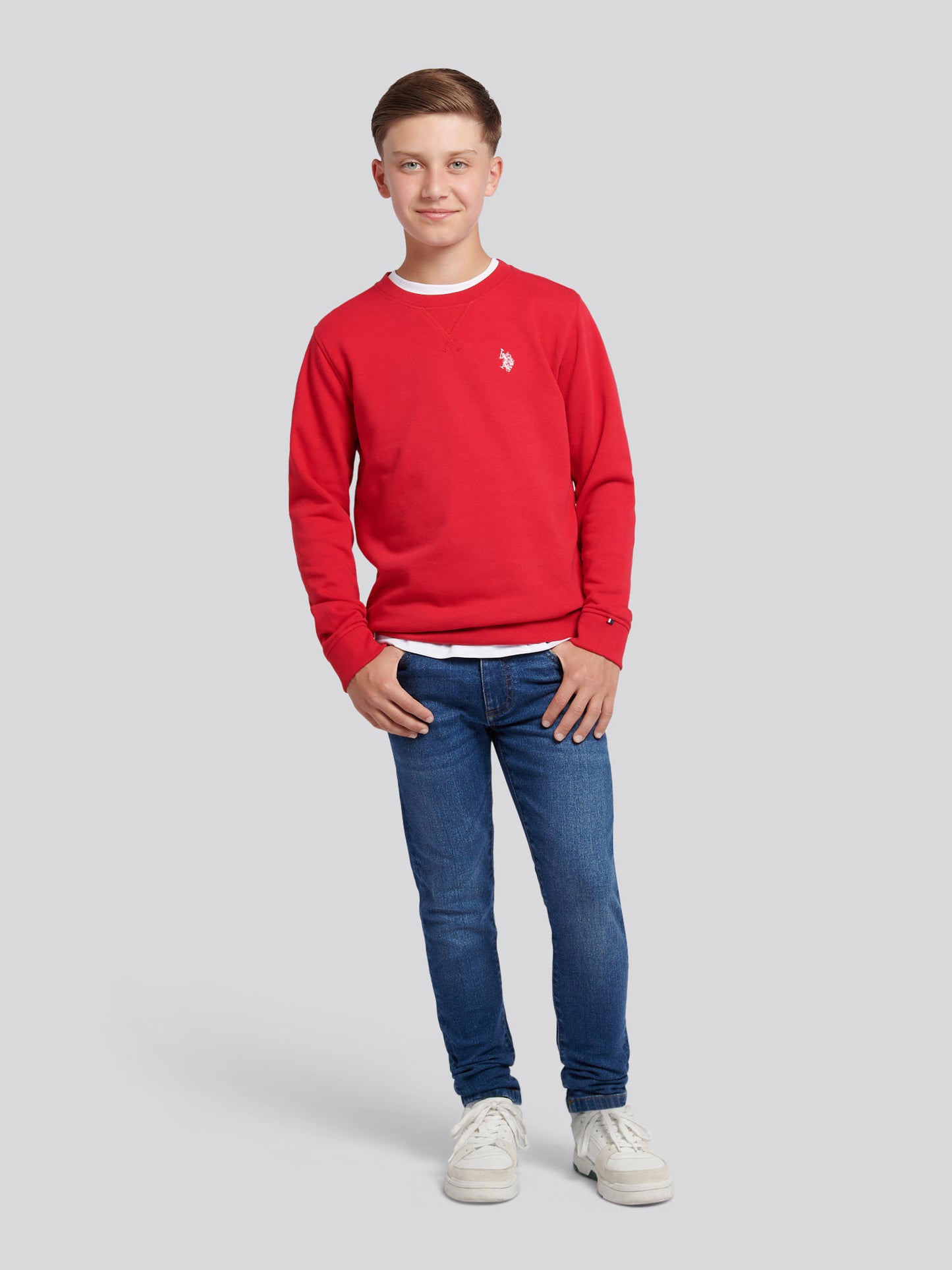 Boys Double Horsemen Crew in Haute Red