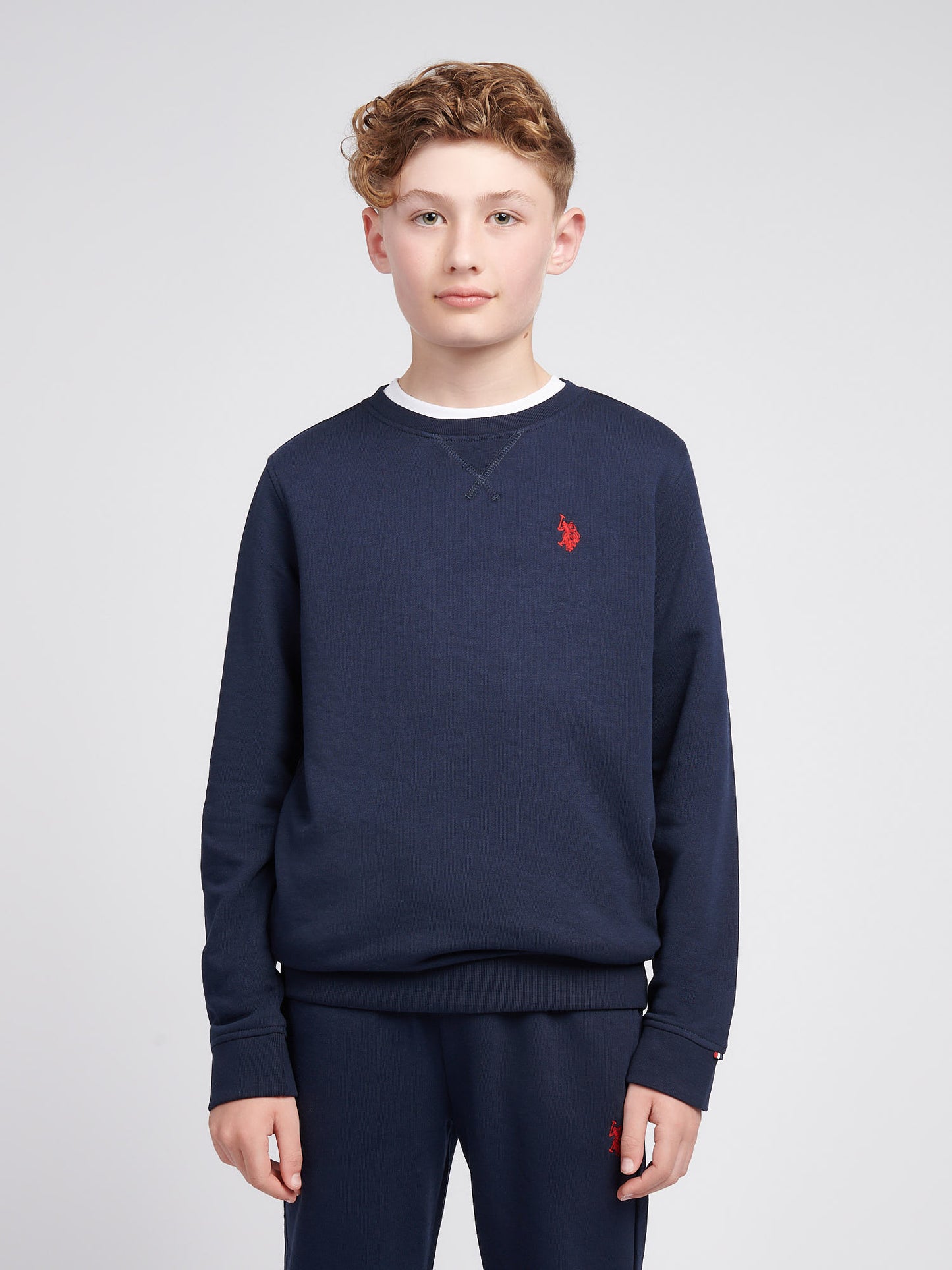 Boys Double Horsemen Crew in Dark Sapphire Navy / Haute Red DHM