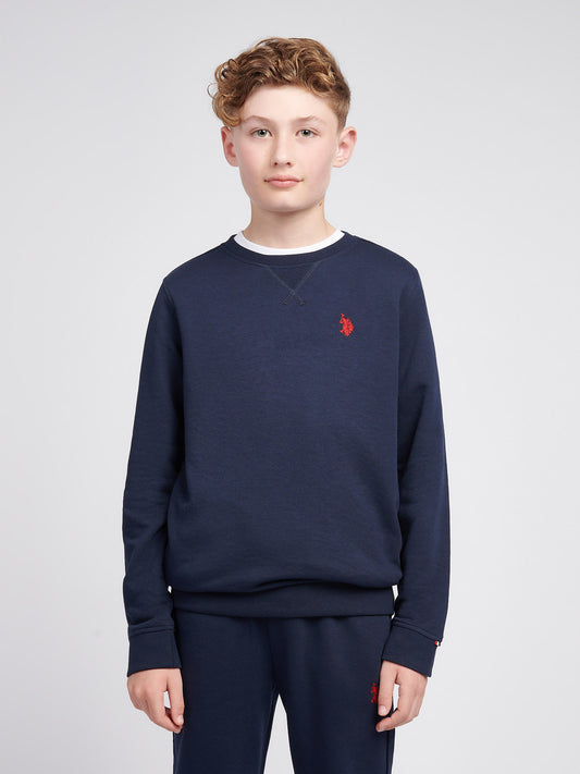 Boys Double Horsemen Crew in Dark Sapphire Navy / Haute Red DHM
