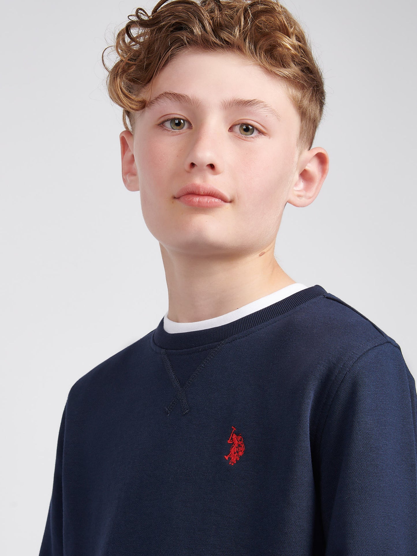 Boys Double Horsemen Crew in Dark Sapphire Navy / Haute Red DHM