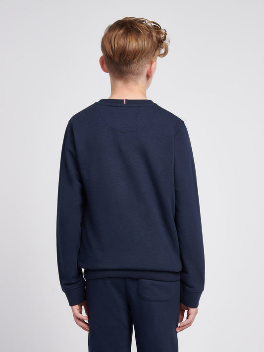 Boys Double Horsemen Crew in Dark Sapphire Navy / Haute Red DHM