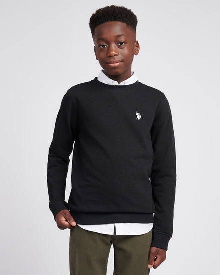 Boys Double Horsemen Crew in Black Bright White DHM