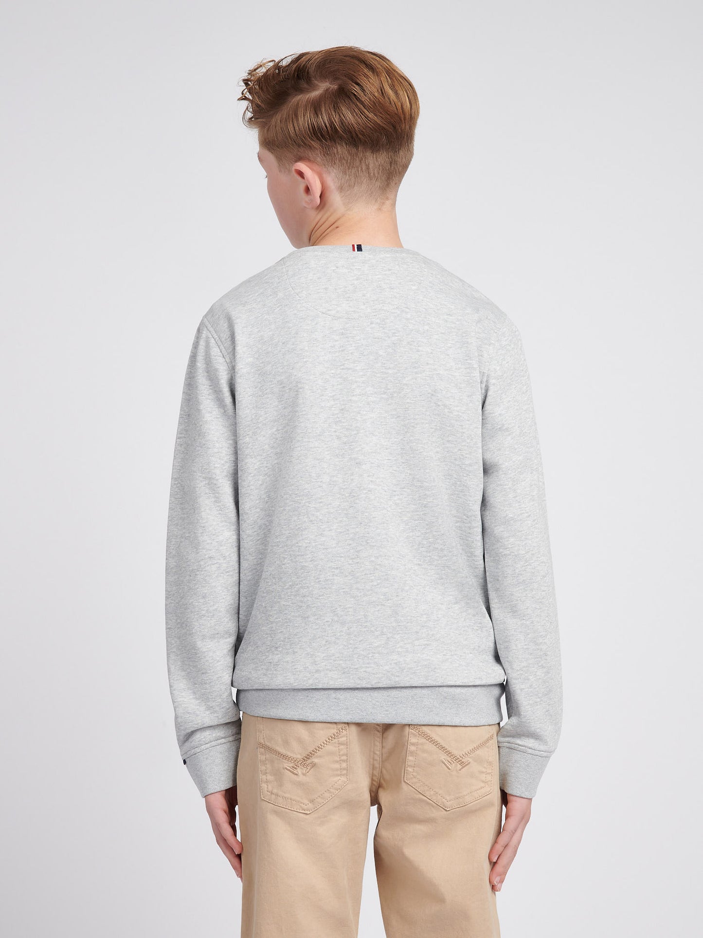 Boys Double Horsemen Crew in Mid Grey Marl