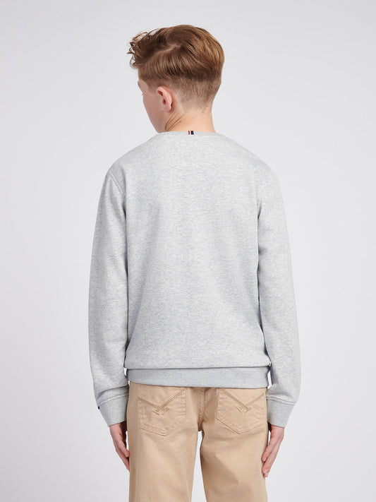 Boys Double Horsemen Crew in Mid Grey Marl