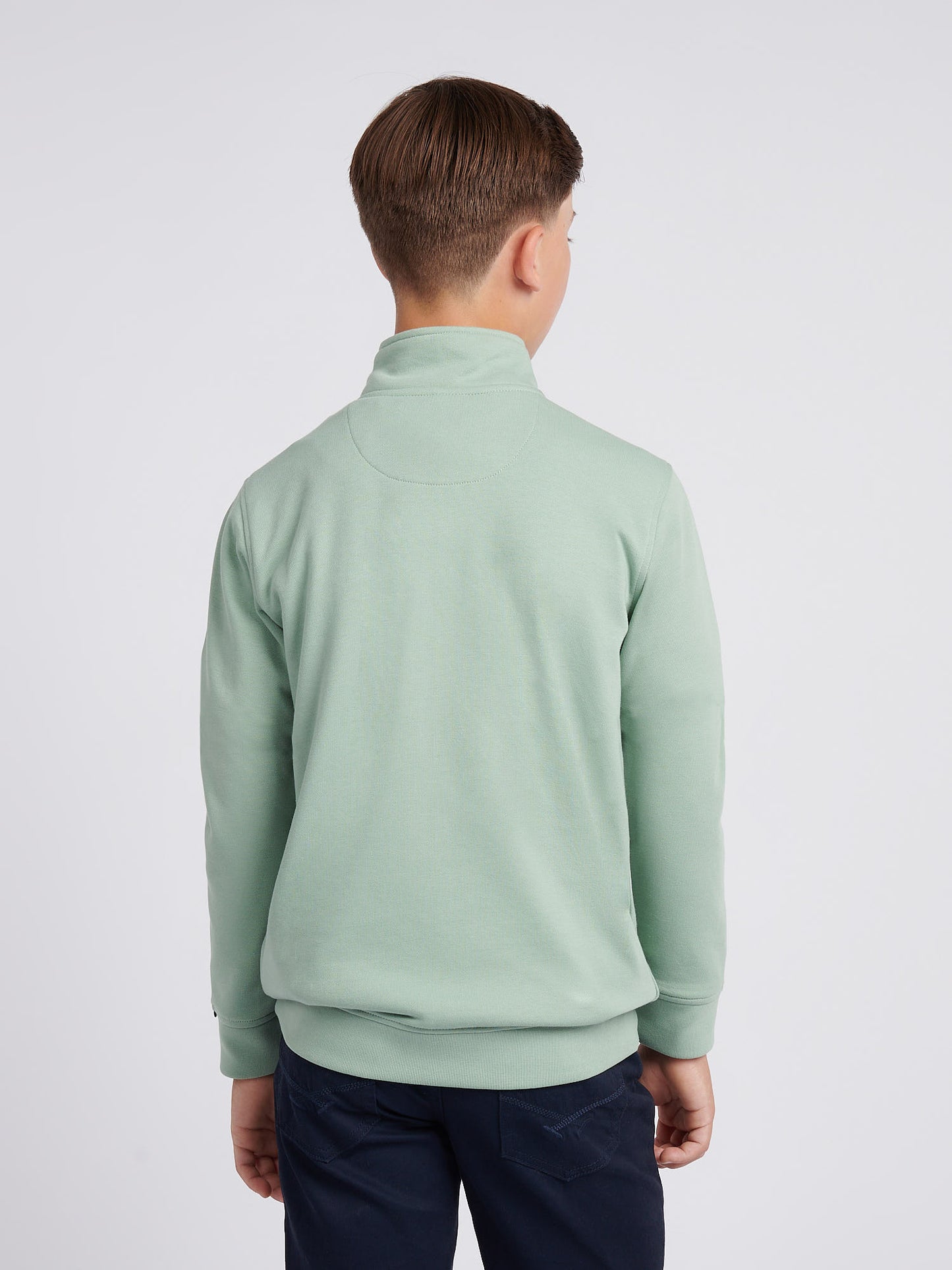 Boys Double Horsemen ¼ Zip in Iceberg Green