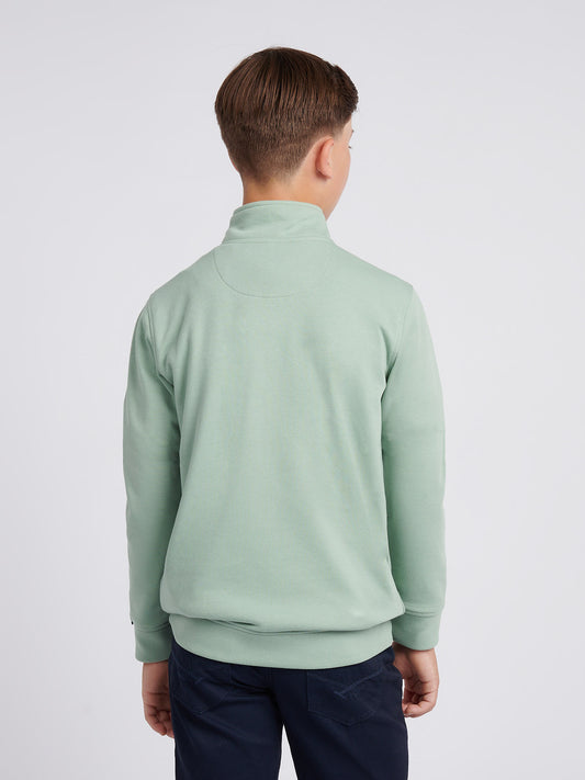 Boys Double Horsemen ¼ Zip in Iceberg Green