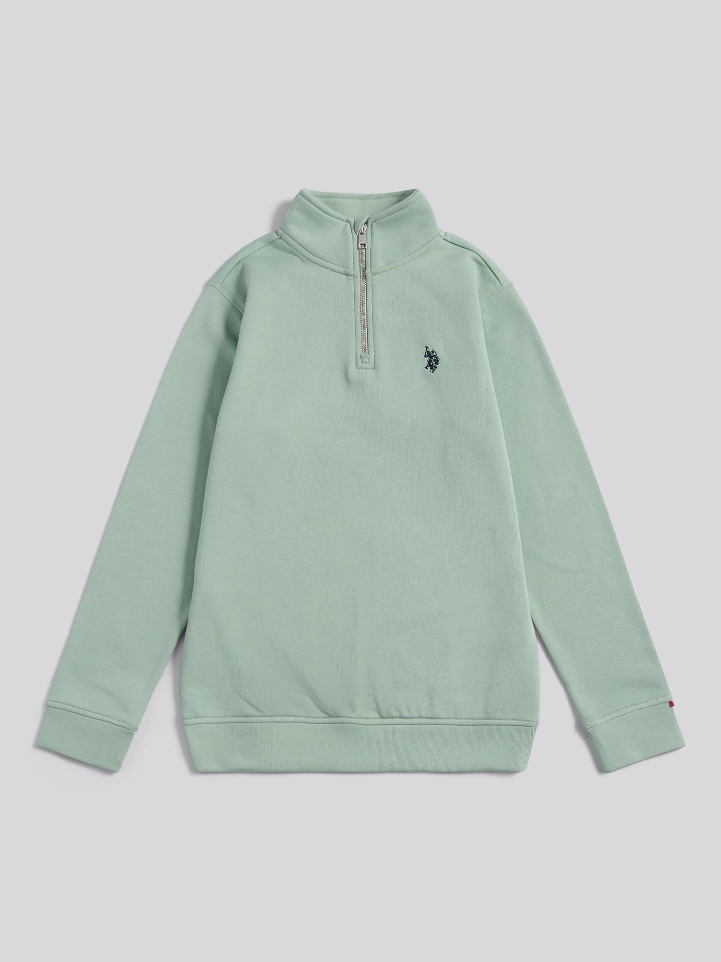 Boys Double Horsemen ¼ Zip in Iceberg Green