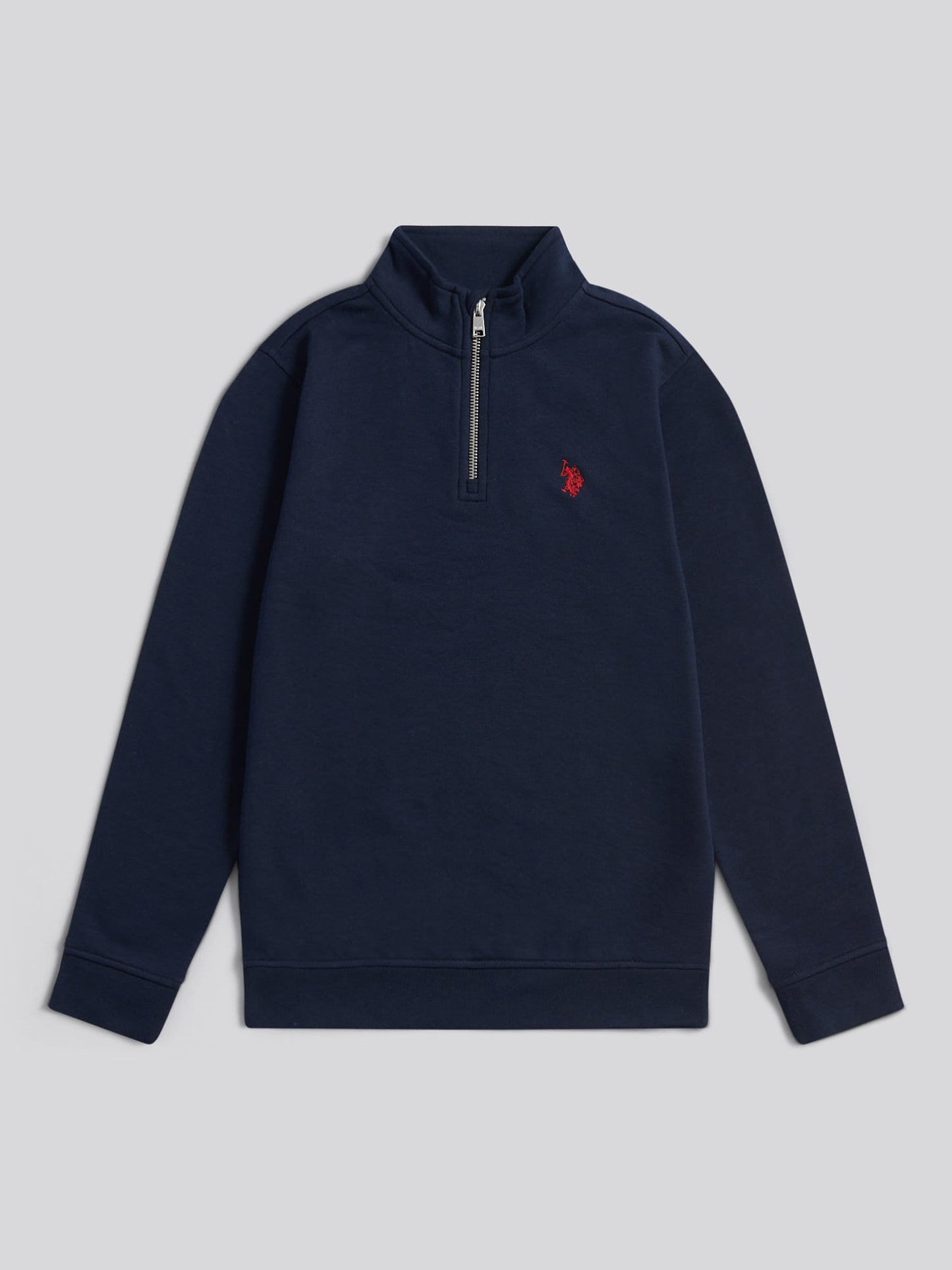Boys Double Horsemen ¼ Zip in Dark Sapphire Navy / Haute Red DHM