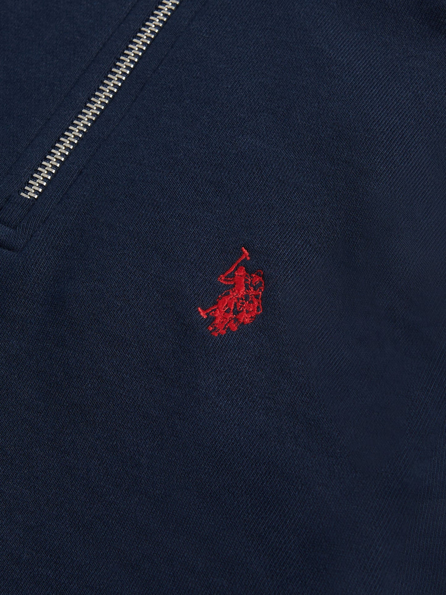 Boys Double Horsemen ¼ Zip in Dark Sapphire Navy / Haute Red DHM