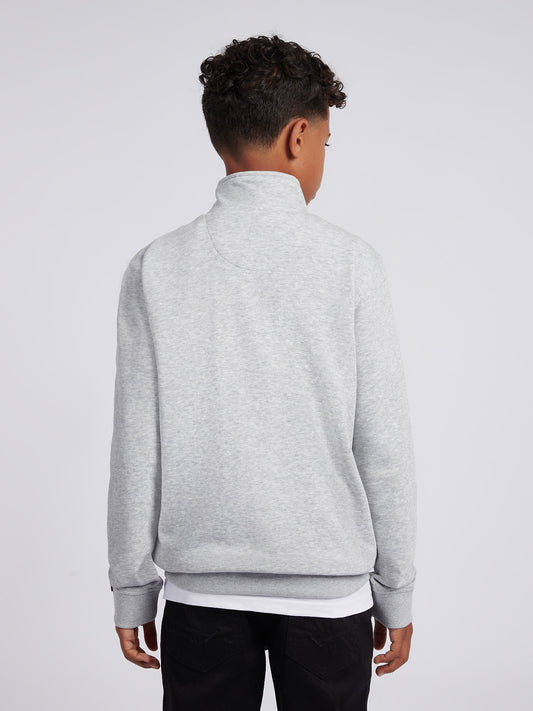 Boys Double Horsemen ¼ Zip in Mid Grey Marl