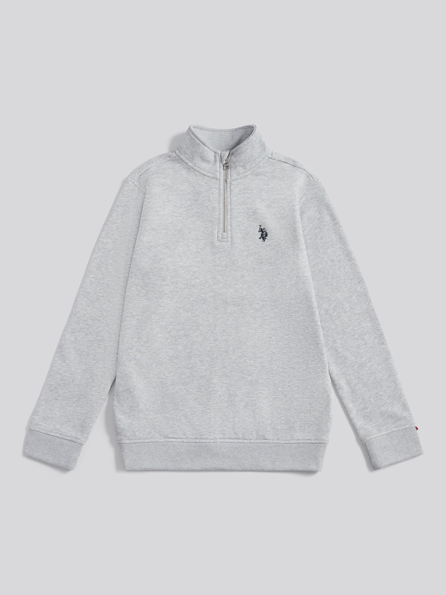 Boys Double Horsemen ¼ Zip in Mid Grey Marl