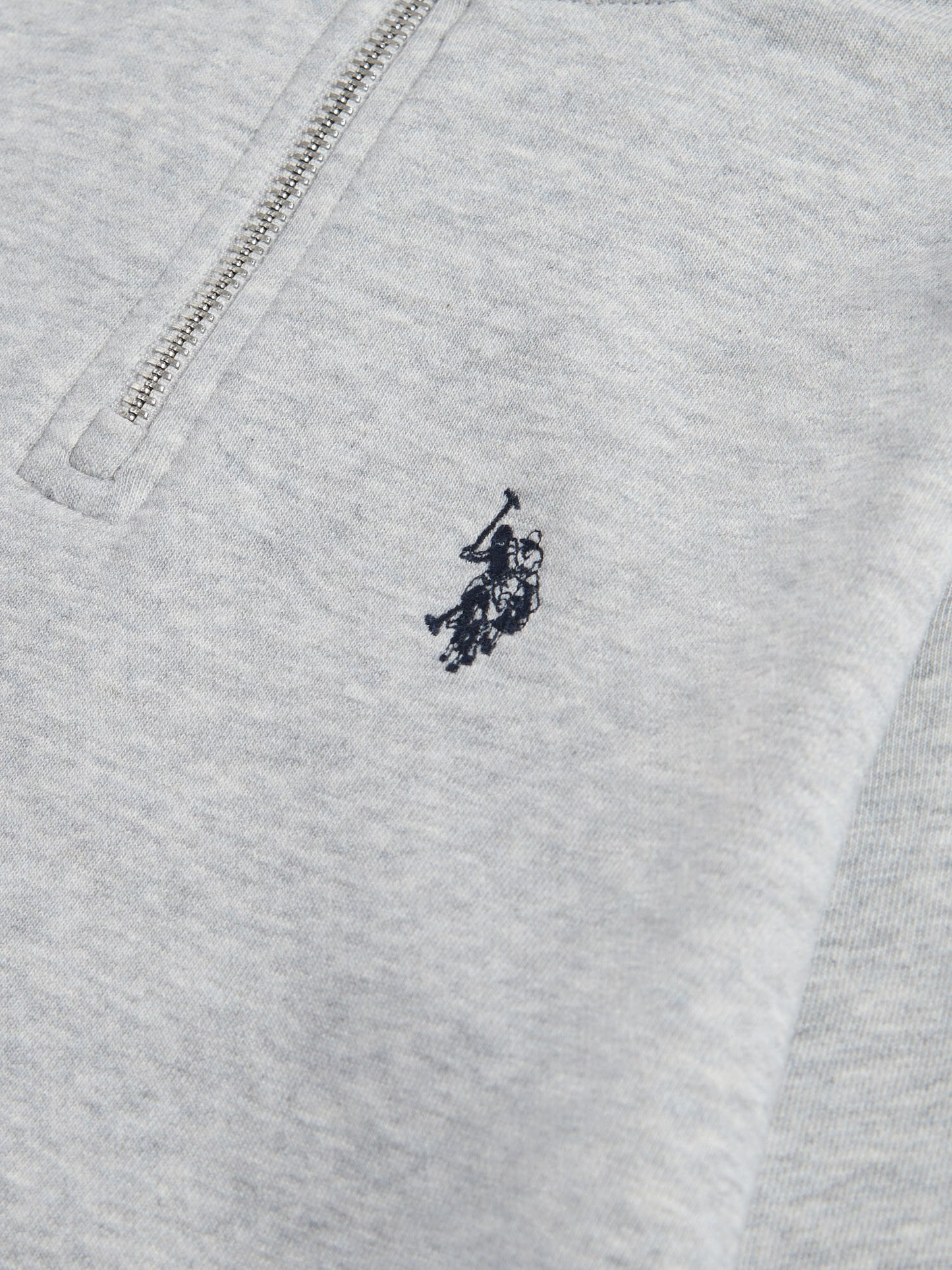 Boys Double Horsemen ¼ Zip in Mid Grey Marl
