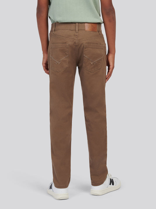 Boys Core 5 Pocket Trouser in Shitake